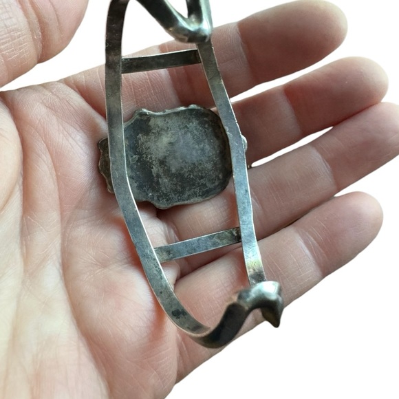 VINTAGE NATIVE AMERICAN NAVAJO BLUE GEM TURQUOISE STERLING SILVER BRACELET - Picture 3 of 4